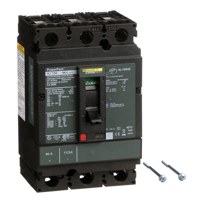 Square D HJL36090 Circuit Breaker | 600V 90A 3P 65kA@480V Feed-Thru Powerpact