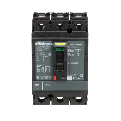 Square D HJL36100 Circuit Breaker | 600V 100A 3P 65kA@480V Feed-Thru Powerpact