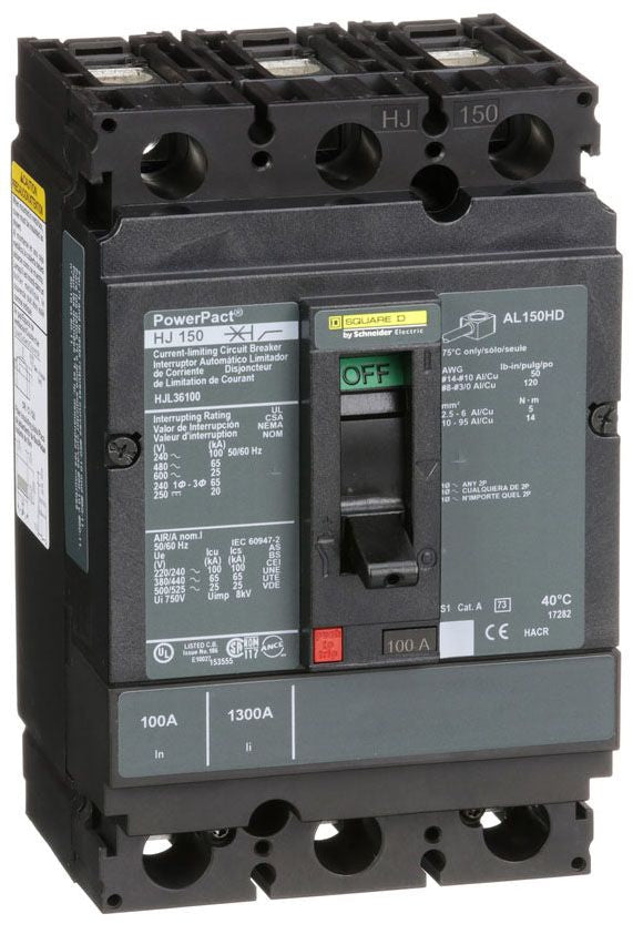 HJL36100 - Square D/ Schneider Electric Feed-Thru 100 Amp 3 Pole Circuit Breaker - Essential Electric Supply