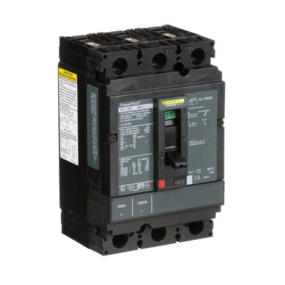 Square D HJL36100 Circuit Breaker | 600V 100A 3P 65kA@480V Feed-Thru Powerpact