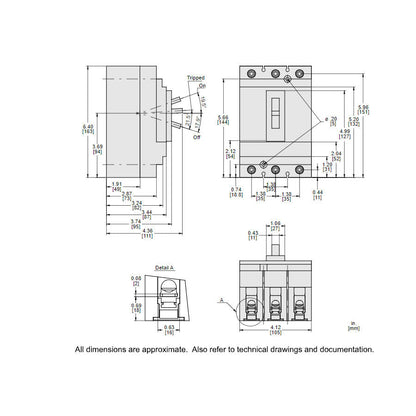 Square D HJL36150 Circuit Breaker | 600V 150A 3P 65kA@480V Feed-Thru Powerpact