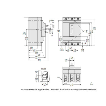 Square D HJL36150U31X Circuit Breaker | 600V 150A 3P 65kA@480V Feed-Thru Powerpact