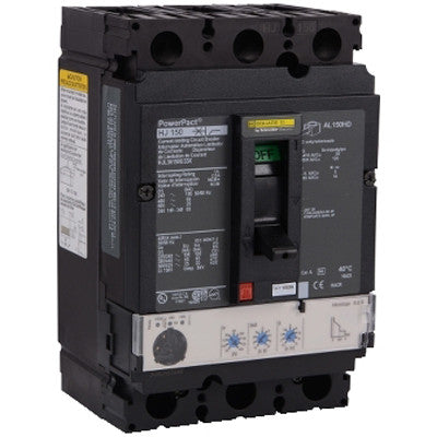Square D HJL36150U33X Molded Case Circuit Breaker | 600V 150A 3P 65kA@480V Feed-Thru Powerpact