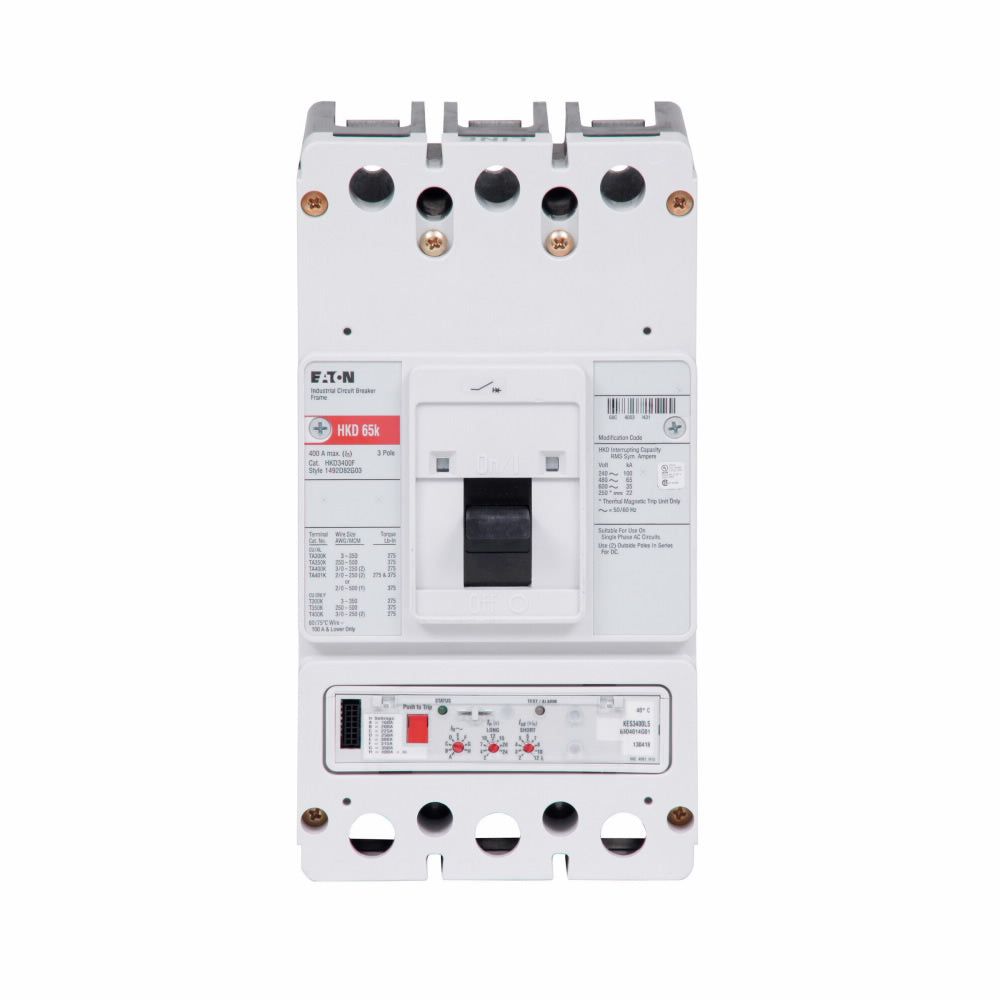 Cutler Hammer HKD3400F Circuit Breaker | 600V 400A 3P 65kA@480V Bolt-On Series C