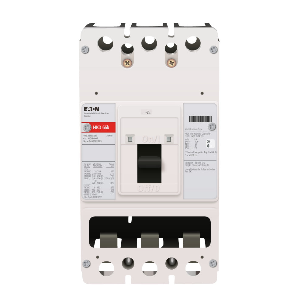 Cutler Hammer HKD3400F Circuit Breaker | 600V 400A 3P 65kA@480V Bolt-On Series C