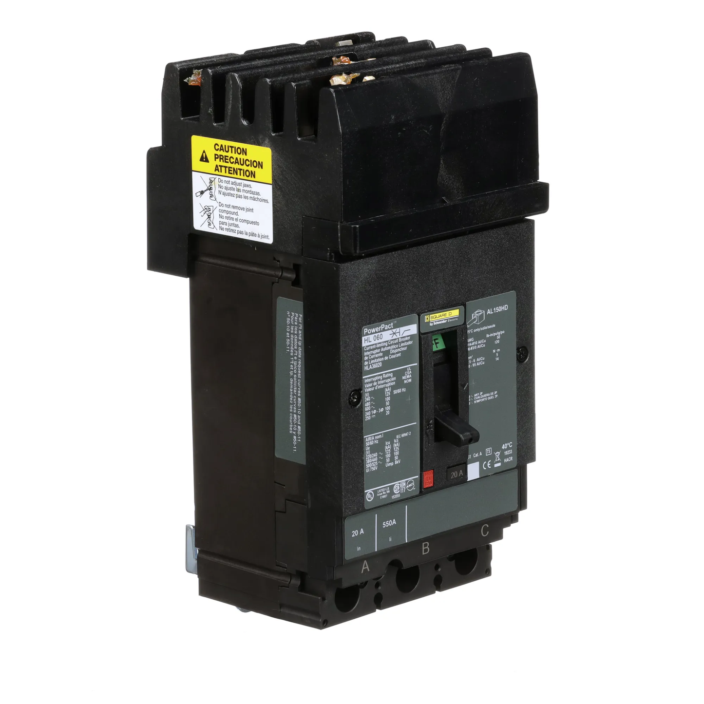 Square D HLA36020 Circuit Breaker | 600V 20A 3P 100kA@480V I-Line Plug-In Powerpact HLA