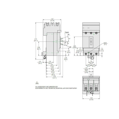 Square D HLA36020 Circuit Breaker | 600V 20A 3P 100kA@480V I-Line Plug-In Powerpact HLA