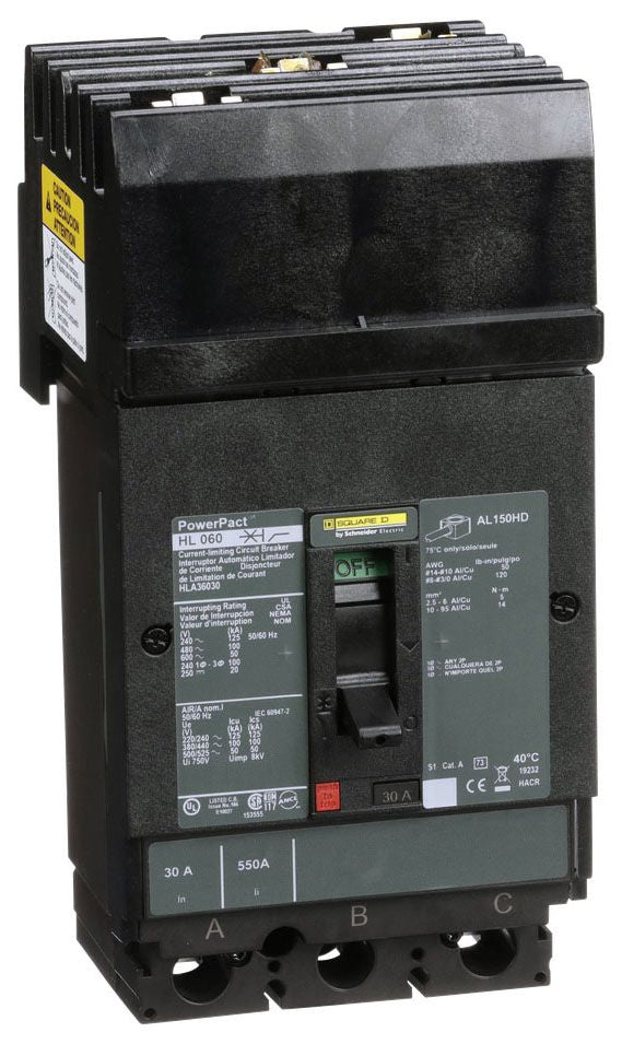 HLA36030 - Square D I-Line Style Plug-In 30 Amp 3 Pole Circuit Breaker - Essential Electric Supply