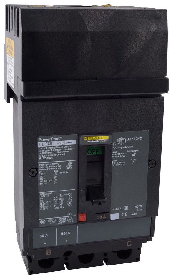 HLA36050 - Square D I-Line Style Plug-In 50 Amp 3 Pole Circuit Breaker - Essential Electric Supply
