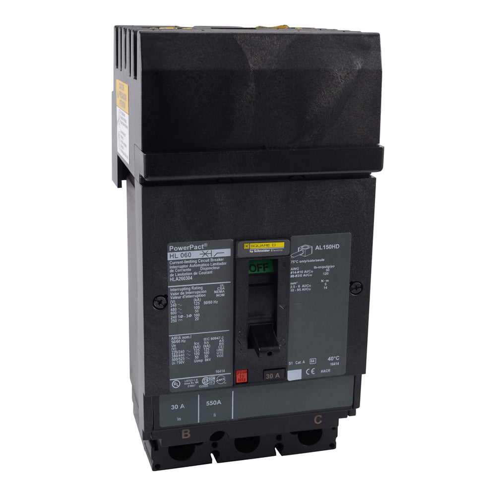 Square D HLA360606 Circuit Breaker | 600V 60A 3P 100kA@480V I-Line Style Plug-In Powerpact