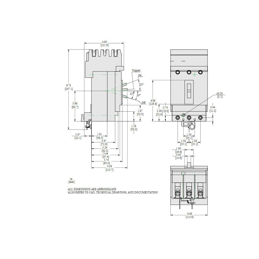 Square D HLA36100 Circuit Breaker | 600V 100A 3P 100kA@480V I-Line Plug-In Powerpact