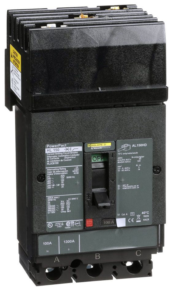HLA36100 - Square D I-Line Style Plug-In 100 Amp 3 Pole Circuit Breaker - Essential Electric Supply