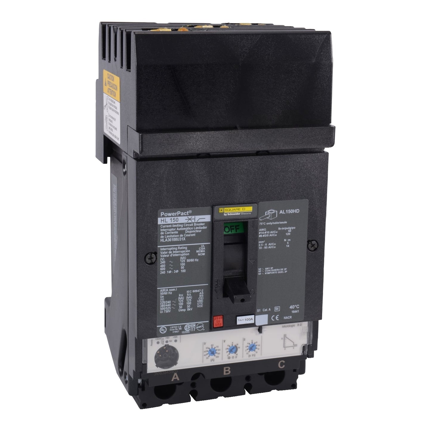HLA36100U31X - Schneider Electric I-Line Style Plug-In 600V 100A 3 pole circuit breaker 100kA@480V - Essential Electric Supply