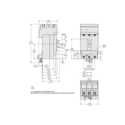 Square D HLA36125 Circuit Breaker | 600V 125A 3P 100kA@480V I-Line Plug-In Powerpact HLA