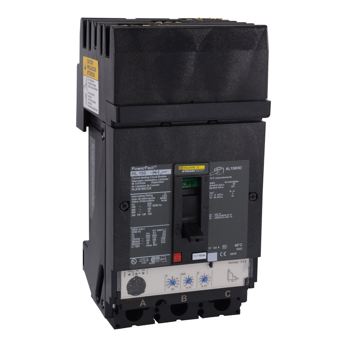 HLA36150U43X - Square D I-Line Style Plug-In 150 Amp 3 Pole Circuit Breaker - Essential Electric Supply