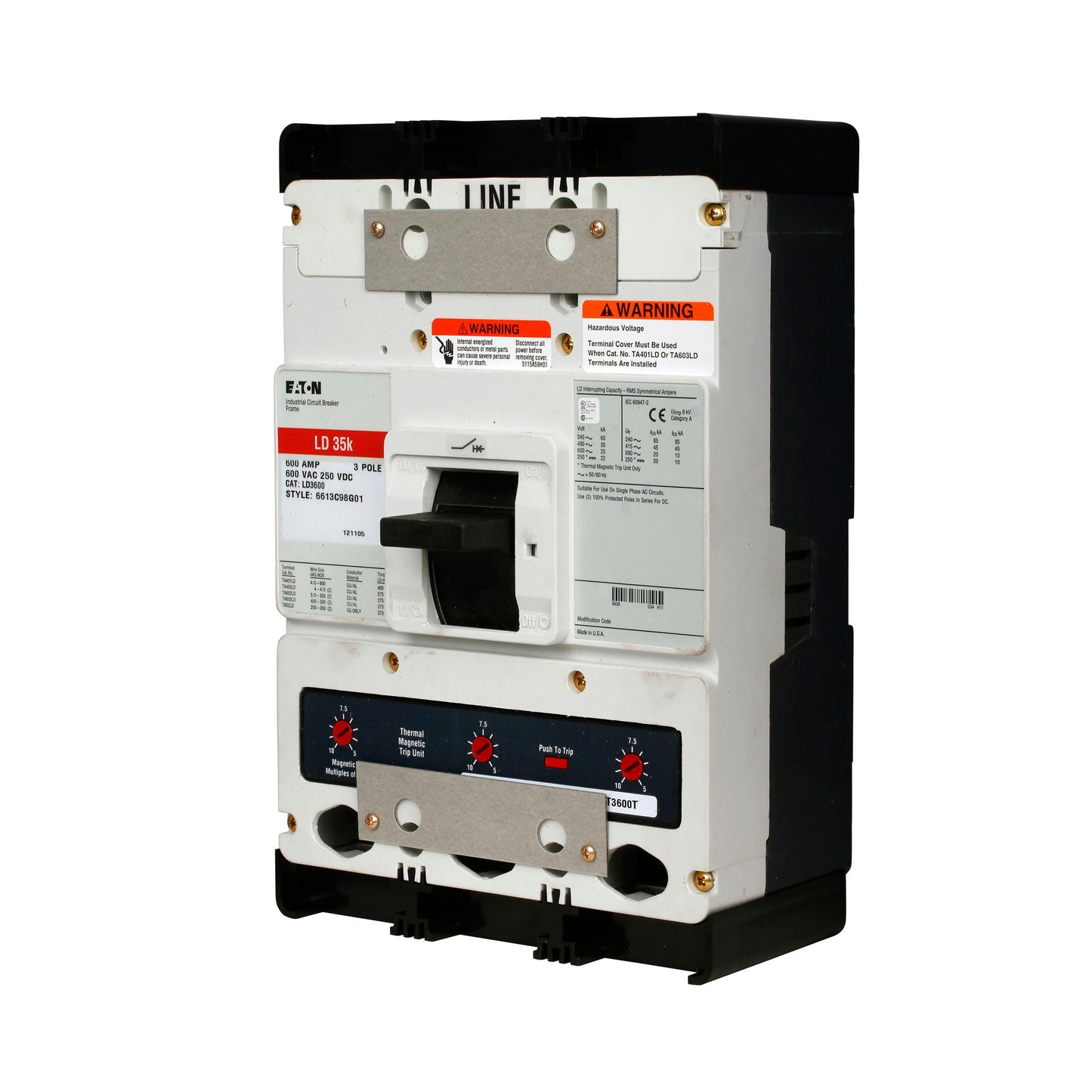 Cutler Hammer HLD3400W Circuit Breaker | 600V 400A 3P 65kA@480V Bolt-On Series C