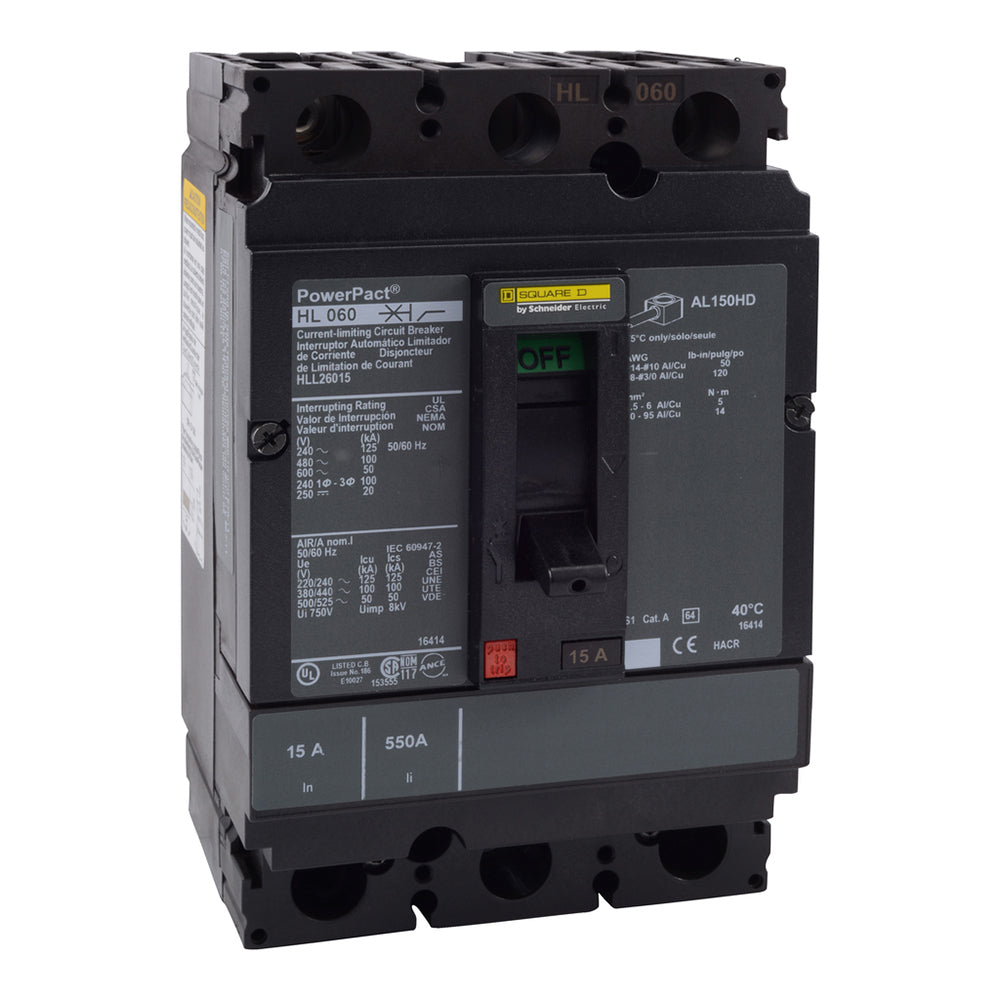 Square D HLL26030 Circuit Breaker | 600V 30A 2P 100kA@480V Feed-Thru Powerpact HLL