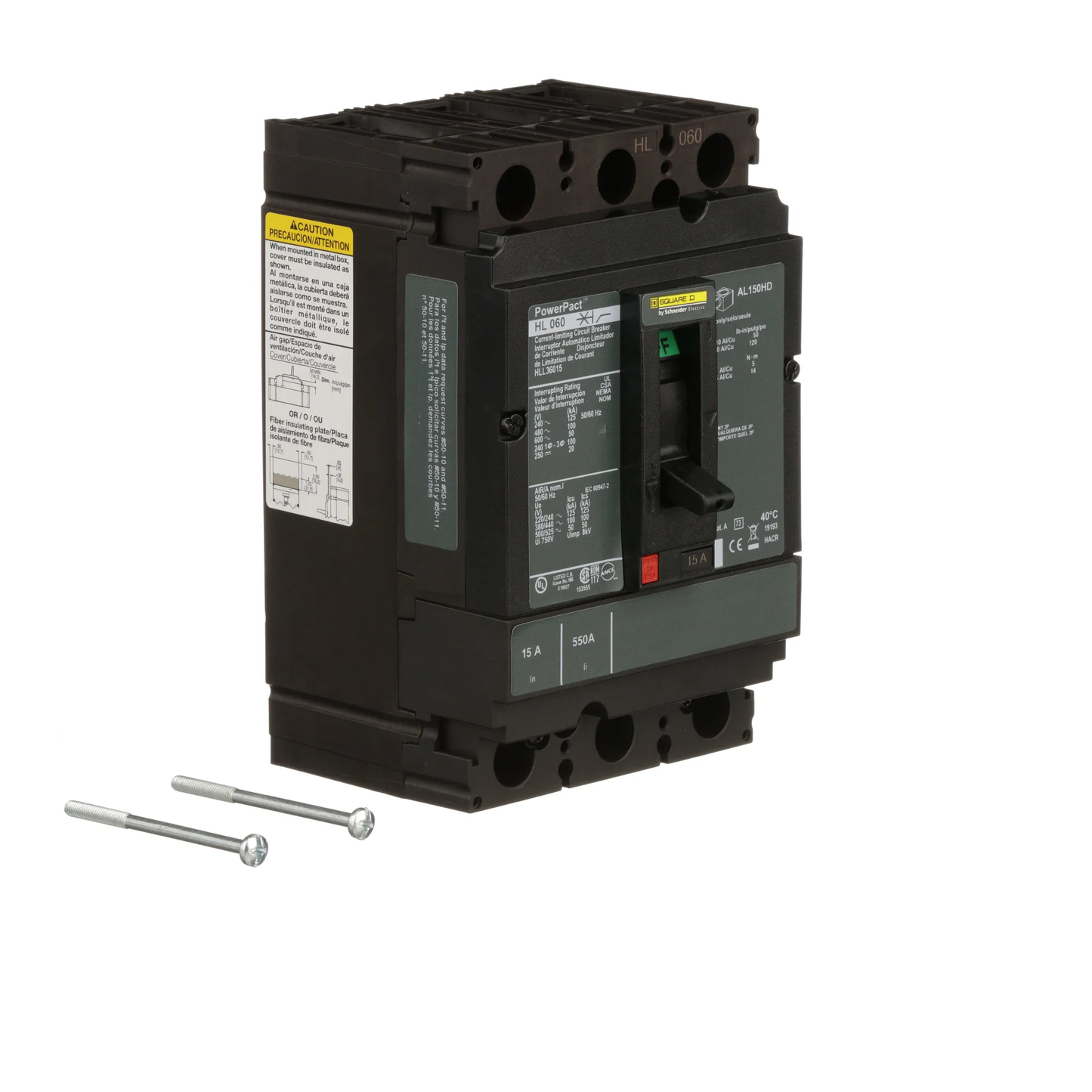 Square D HLL36015 Circuit Breaker | 600V 15A 3P 100kA@480V Feed-Thru Powerpact HLL