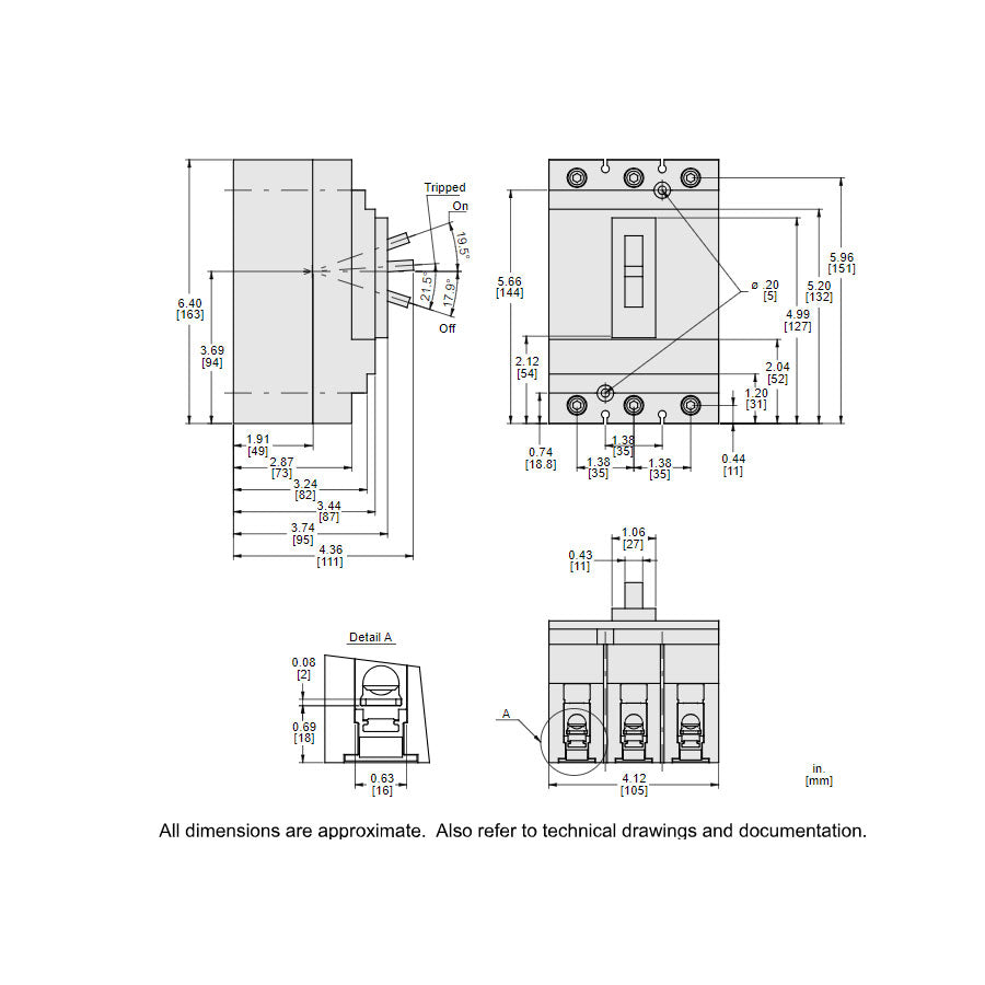 Square D HLL36015 Circuit Breaker | 600V 15A 3P 100kA@480V Feed-Thru Powerpact HLL