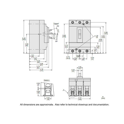 Square D HLL36015 Circuit Breaker | 600V 15A 3P 100kA@480V Feed-Thru Powerpact HLL
