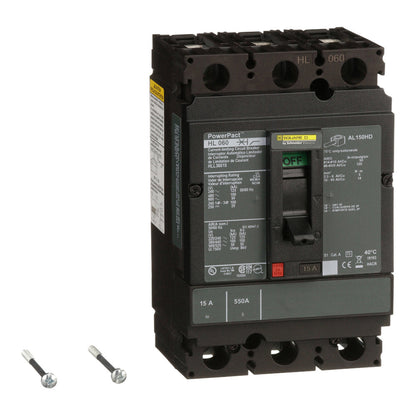 Square D HLL36015 Circuit Breaker | 600V 15A 3P 100kA@480V Feed-Thru Powerpact HLL