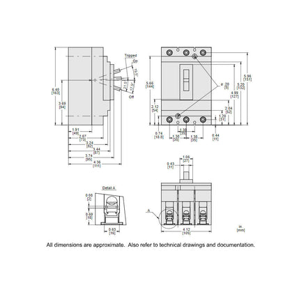 Square D HLL36020 Circuit Breaker | 600V 20A 3P 100kA@480V Feed-Thru Powerpact HLL