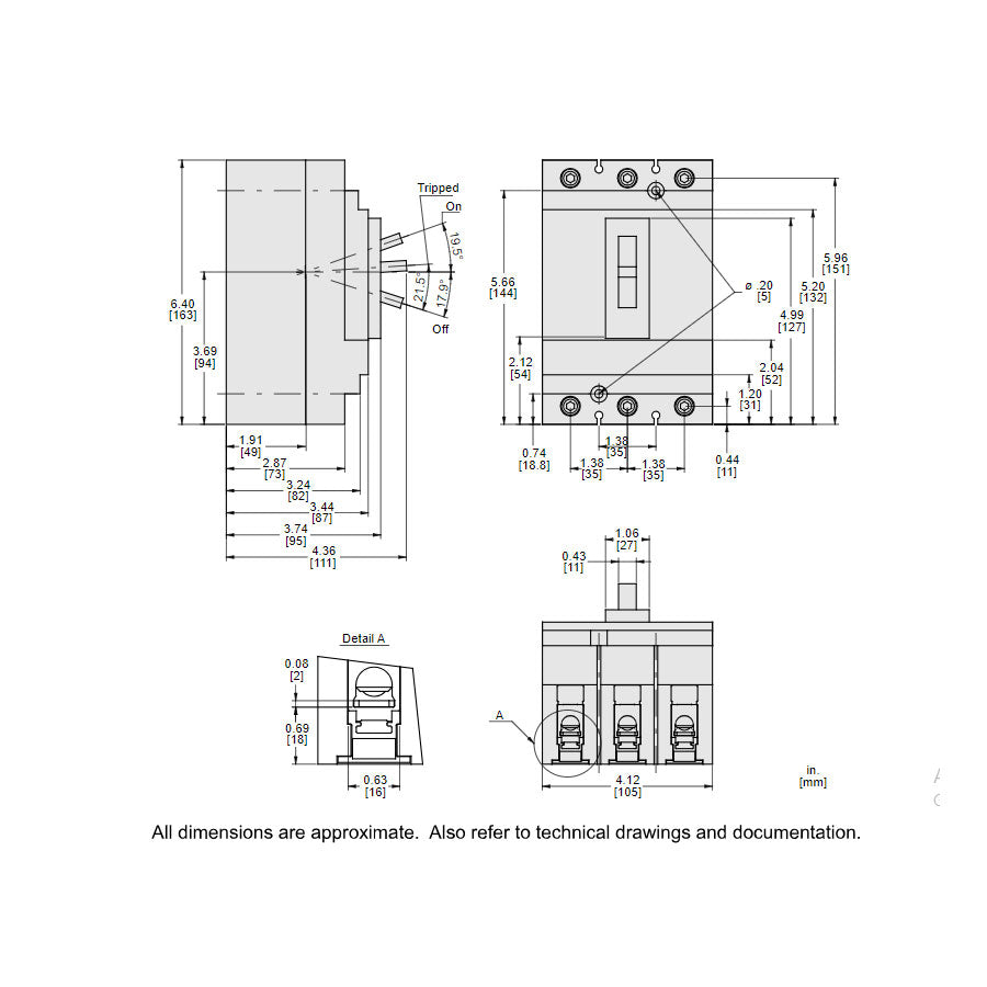 Square D HLL36030M71 Circuit Breaker | 600V 30A 3P 100kA@480V Feed-Thru Powerpact HLL