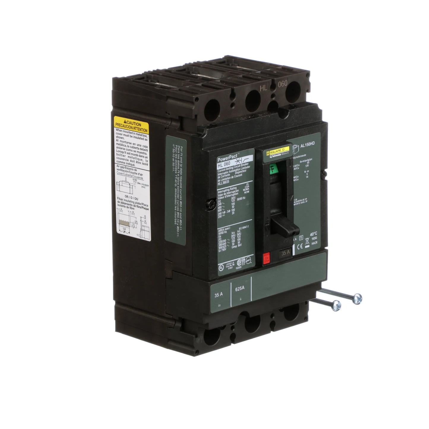 Square D HLL36035 Circuit Breaker | 600V 35A 3P 100kA@480V Feed-Thru Powerpact HLL