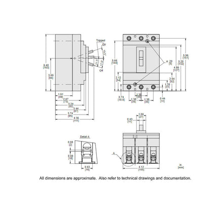 Square D HLL36035 Circuit Breaker | 600V 35A 3P 100kA@480V Feed-Thru Powerpact HLL