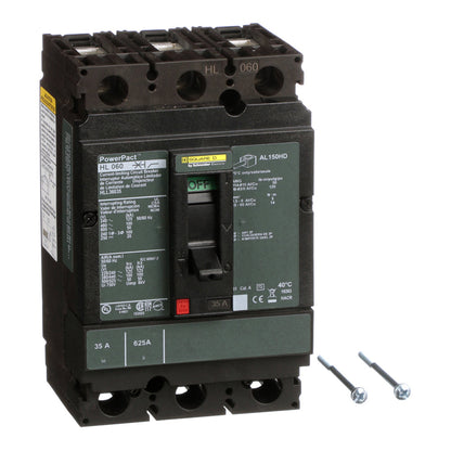 Square D HLL36035 Circuit Breaker | 600V 35A 3P 100kA@480V Feed-Thru Powerpact HLL