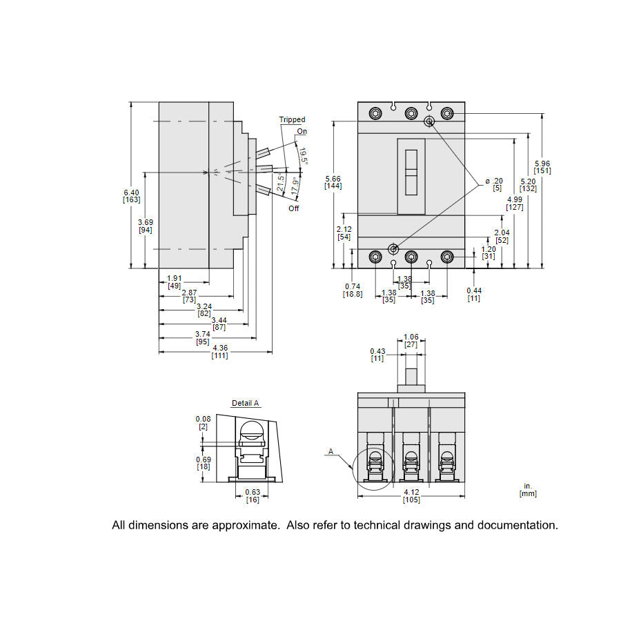 Square D HLL36040 Circuit Breaker | 600V 40A 3P 100kA@480V Feed-Thru Powerpact HLL