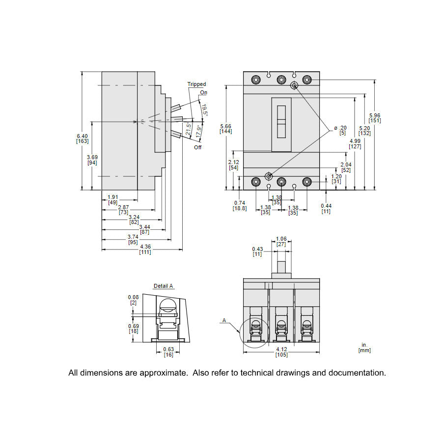 Square D HLL36045 Circuit Breaker | 600V 45A 3P 100kA@480V Feed-Thru Powerpact HLL