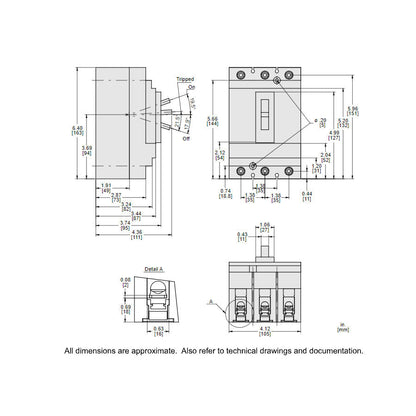 Square D HLL36045 Circuit Breaker | 600V 45A 3P 100kA@480V Feed-Thru Powerpact HLL