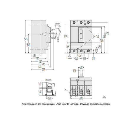 Square D HLL36050 Circuit Breaker | 600V 50A 3P 100kA@480V Feed-Thru Powerpact HLL