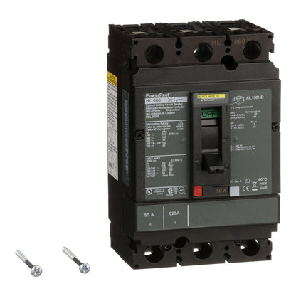Square D HLL36050 Circuit Breaker | 600V 50A 3P 100kA@480V Feed-Thru Powerpact HLL