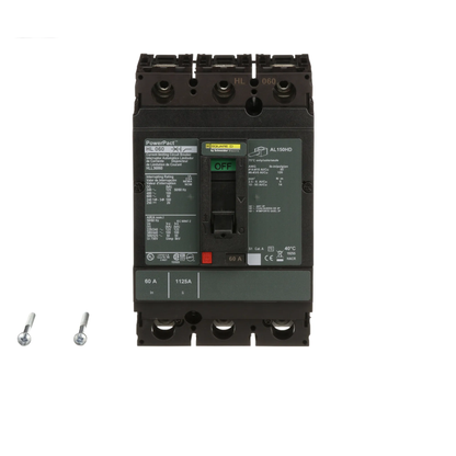 Square D HLL36060 Circuit Breaker | 600V 60A 3P 100kA@480V Feed-Thru Powerpact HLL