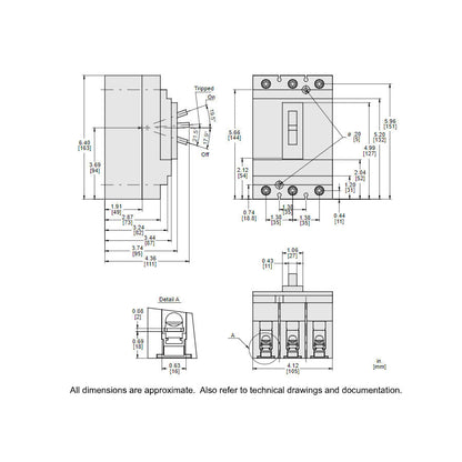 Square D HLL36060 Circuit Breaker | 600V 60A 3P 100kA@480V Feed-Thru Powerpact HLL