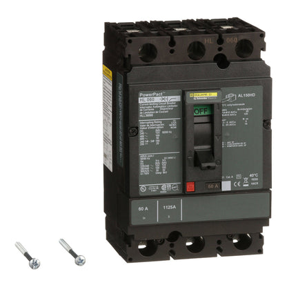 Square D HLL36060 Circuit Breaker | 600V 60A 3P 100kA@480V Feed-Thru Powerpact HLL