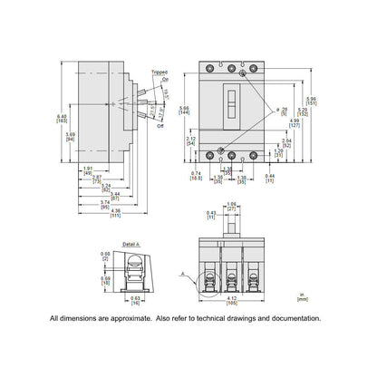 Square D HLL36070 Circuit Breaker | 600V 70A 3P 100kA@480V Feed-Thru Powerpact HLL