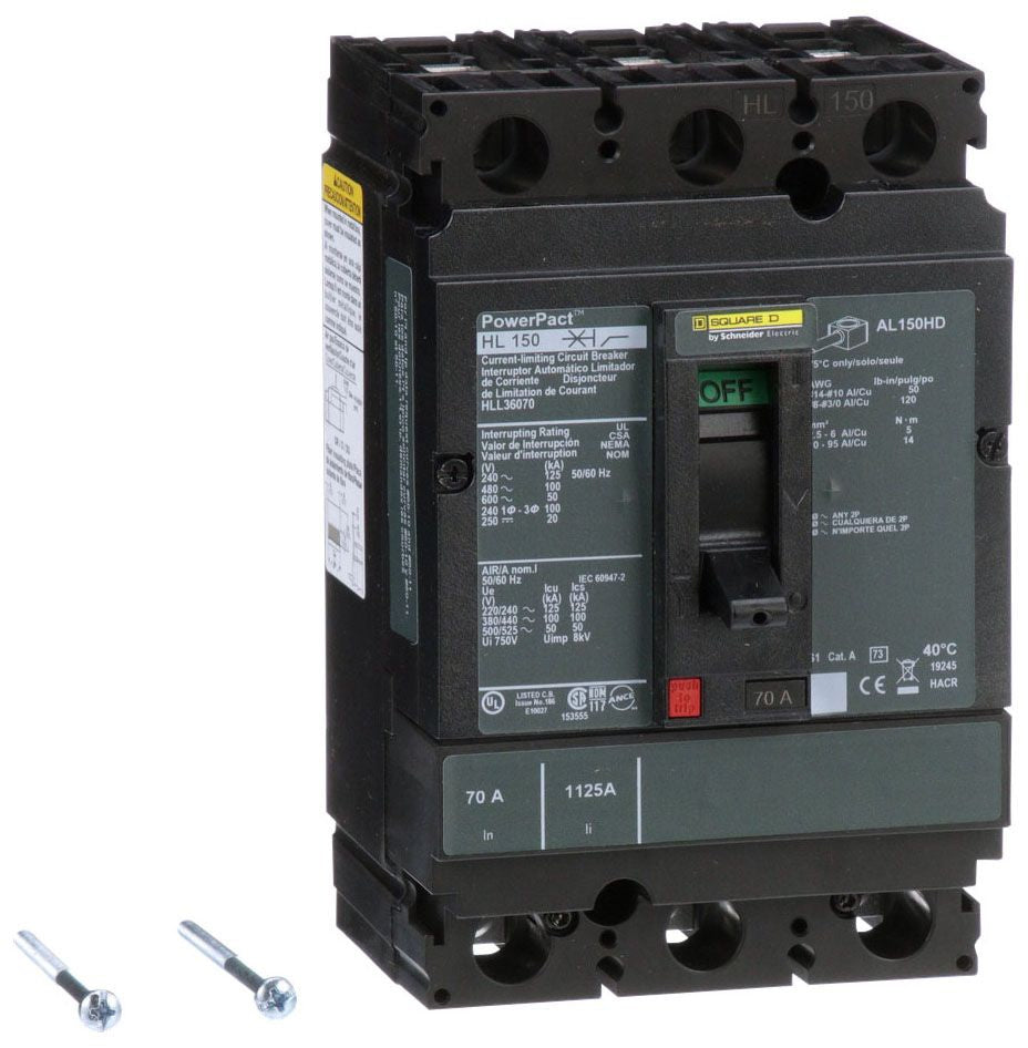 HLL36070 - Schneider Electric/ Square D Feed-Thru 70 Amp 3 Pole Circuit Breaker - Essential Electric Supply