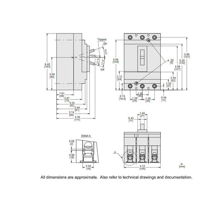 Square D HLL36080 Circuit Breaker | 600V 80A 3P 100kA@480V Feed-Thru Powerpact HLL