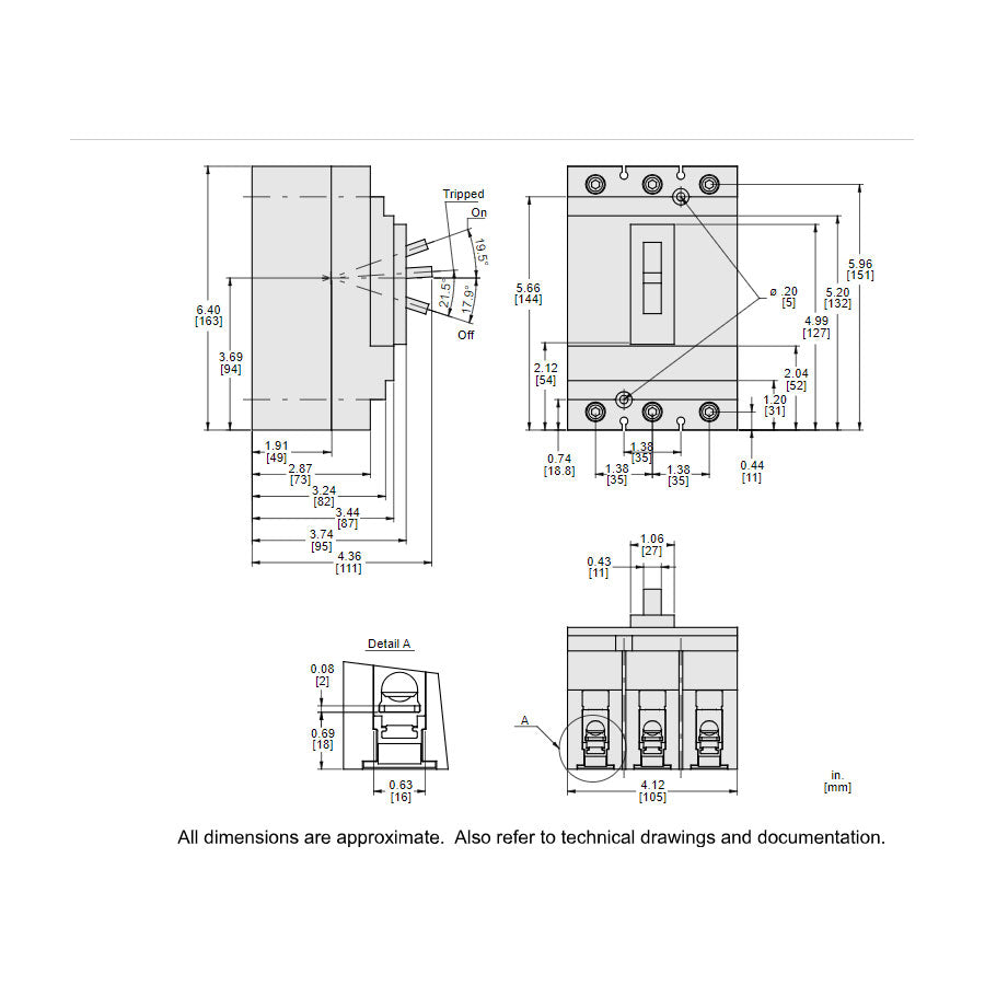 Square D HLL36090 Circuit Breaker | 600V 90A 3P 100kA@480V Feed-Thru Powerpact HLL