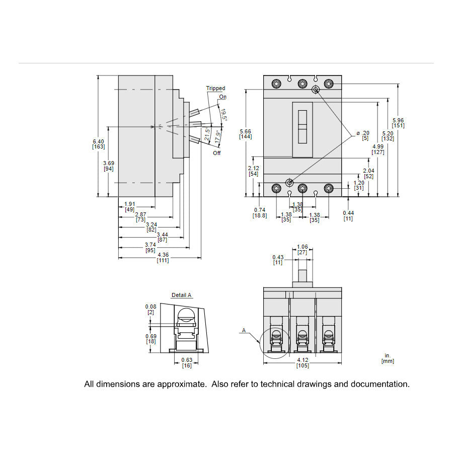 Square D HLL36100 Circuit Breaker | 600V 100A 3P 100kA@480V Feed-Thru Powerpact HLL