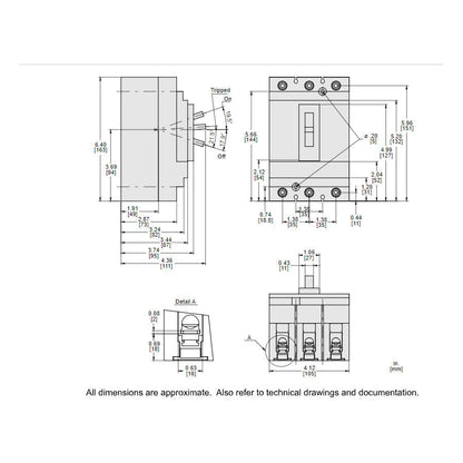 Square D HLL36100 Circuit Breaker | 600V 100A 3P 100kA@480V Feed-Thru Powerpact HLL