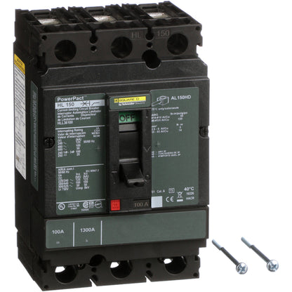 Square D HLL36100 Circuit Breaker | 600V 100A 3P 100kA@480V Feed-Thru Powerpact HLL