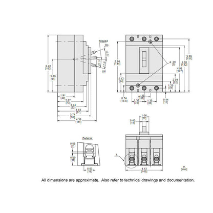 Square D HLL36125 Circuit Breaker | 600V 125A 3P 100kA@480V Feed-Thru Powerpact HLL