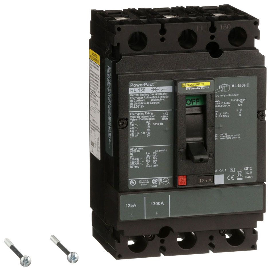 HLL36125 - Schneider Electric/ Square D Feed-Thru 125 Amp 3 Pole Circuit Breaker - Essential Electric Supply