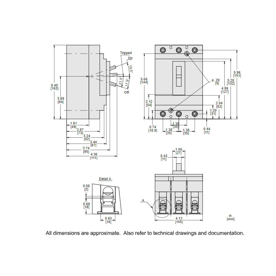 Square D HLL36150 Circuit Breaker | 600V 150A 3P 100kA@480V Feed-Thru Powerpact HLL
