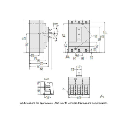 Square D HLL36150 Circuit Breaker | 600V 150A 3P 100kA@480V Feed-Thru Powerpact HLL