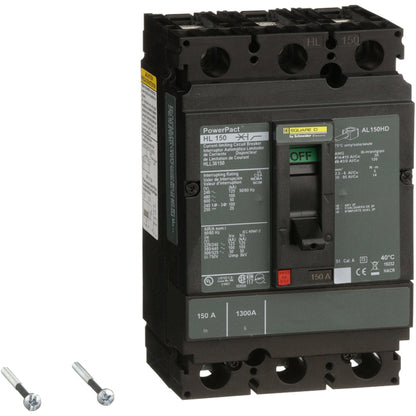 Square D HLL36150 Circuit Breaker | 600V 150A 3P 100kA@480V Feed-Thru Powerpact HLL